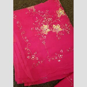 Beautiful Georgette Fuschia Pink Saree with Sequins work